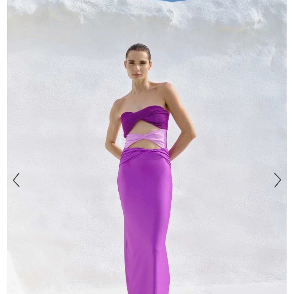 Baobab Collection Strapless Cutout Maxi Dress in Bright Purple